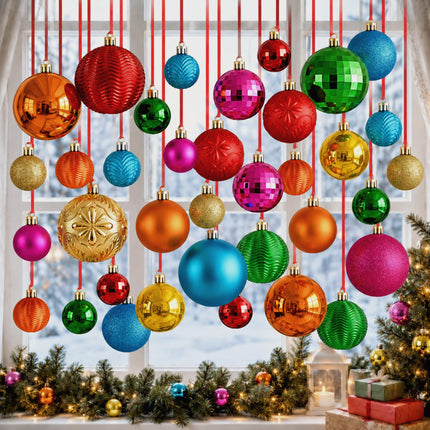36 Pcs Christmas Balls Ornaments for Ceiling, Red, Green, Gold
