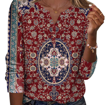 Long Sleeve Shirts for Women Casual V Neck Fall Tops Summer Blouses
