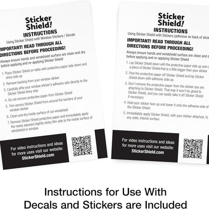 STICKER SHIELD - Windshield Sticker Applicator for Easy Application, Removal and Re-Application from Car to Car - 4 inch x 6 inch Sheets (Pack of 2 Sheets)