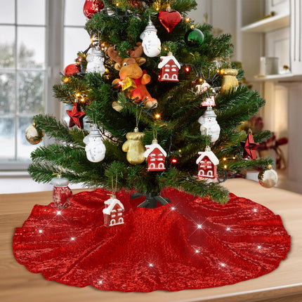 Black Christmas Tree Skirt, 36 Inch Sequin Tree Skirt