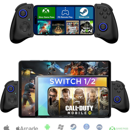Megadream Mobile Gaming Controller for iPhone/Android/PC - iPad/Tablet (Up to 11in) - Cloud Game - NS-Switch|Swith 2 - Turn Your Phone into a Gaming Console - PS5/Xbox Remote Play Streaming, Call of Duty, Roblox, Turbo, Black