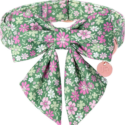 St. Patrick's Day Dog Collar with Bow Tie, Lucky Shamrock Bowtie Collar Adjustable for Girl Boy Dog, Trefoil Dog Collar Durable, Spring Green Collar for Dogs, M