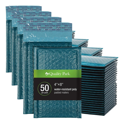 Bubble Mailers, 6 x 9 Inch, White Poly Mailers, Padded Envelopes, Shipping Envelopes, Water Resistant, Self Seal, 50 Per Box (QUA85856), Plastic