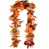 2 Pack Fall Maple Garland - 5.9ft/Piece Artificial Fall Foliage Garland Colorful Autumn Decor for Home Wedding Party (Mixed Color)