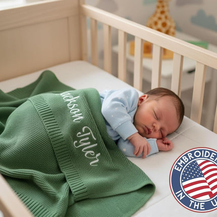 Personalized Baby Blanket, 100% GOTS Organic Certified, Customized Swaddle Blanket with Name, Receiving Blankets for Boys and Girls, Embroidered Custom Gifts for Newborns, Kids and Baby Showers