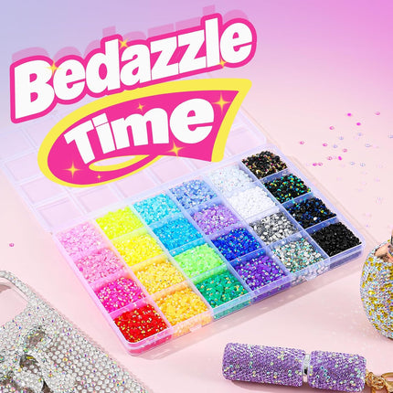 CCINPPY Bedazzler Kit, 30000Pcs 3mm Flatback Resin Rhinestones for Bedazzling, 24 Colors Bling Small Bedazzled Gems with Jewelry Glue and Tools for Book Nail Art, DIY Craft Gifts for Women Adults