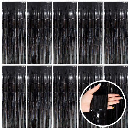Tinsel Foil Fringe Curtains Wavy Backdrop for Parties Sparkle Metallic Wavy Foil Fringe Backdrop Curtain for Party Decorations Photo Booth Props for Birthday Graduation Wedding