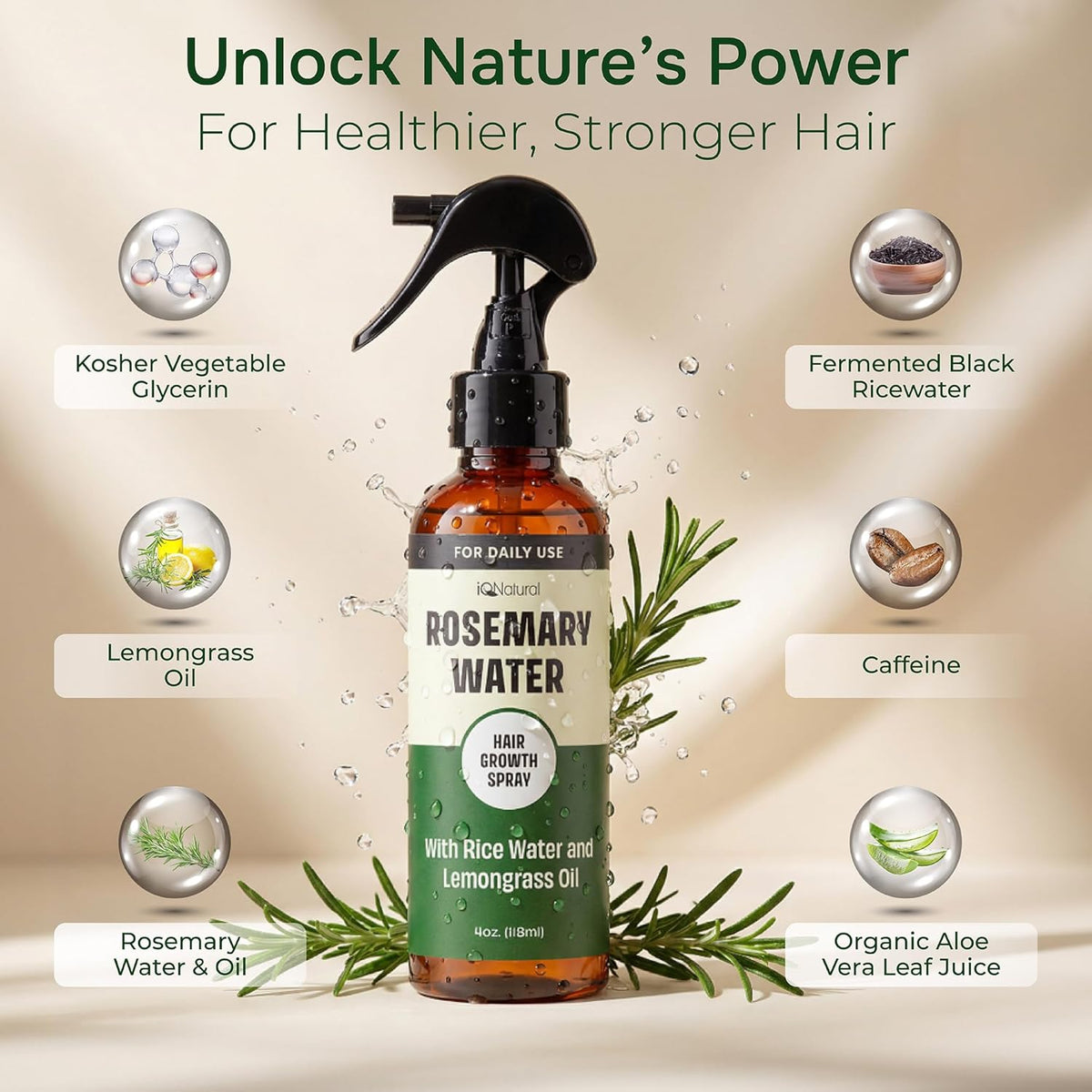 Rosemary Water Hair Spray, 4 oz, Made in USA - photo 2