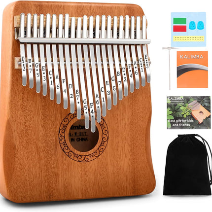 Kalimba Thumb Piano, Portable 17 Keys Mbira Finger Piano with Tune Hammer and Instruction, Musical Instruments Gift for Adult Beginners Professional(Blue)