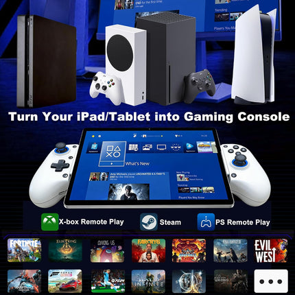 Megadream Mobile Gaming Controller for iPhone/Android/PC - iPad/Tablet (Up to 11in) - Cloud Game - NS-Switch|Swith 2 - Turn Your Phone into a Gaming Console - PS5/Xbox Remote Play Streaming, Call of Duty, Roblox, Turbo, White