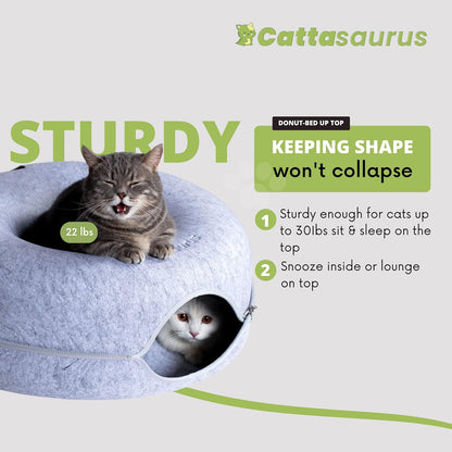 Light Gray Large Peekaboo Cat Cave Donut Bed for Large Indoor Cats - photo 3
