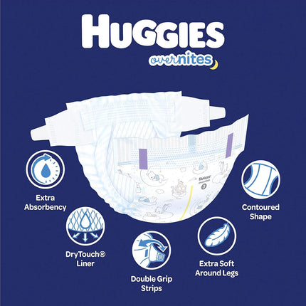 HUGGIES Nighttime Baby Diapers Overnites, White, Size 3 , 24 Count