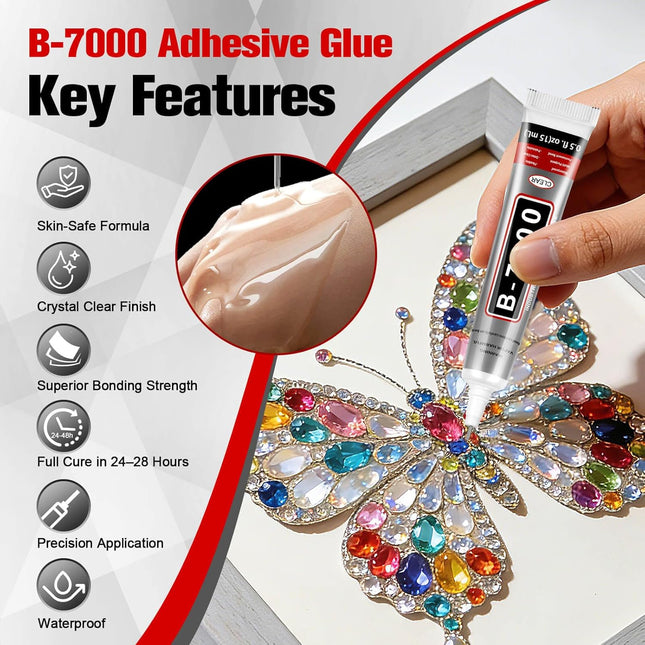 B7000 Bedazzling Glue, 16 Pack Clear Rhinestone Adhesive with Precision Tips