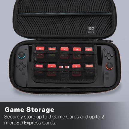 PowerA Protection Case for Nintendo Switch 2 - Black, Officially Licensed, Protective Storage, Holds up to 9 Game Cards and 2 microSD Express Cards, Integrated Play Stand