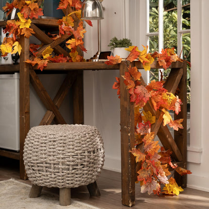 6 Pack Fall Leaf Garland, Total 35Ft Artificial Maple Leaf Autumn Garland Fall Leaves Hanging Vines Fall Maple Leaves Thanksgiving Decor for Home Wedding Fireplace Party