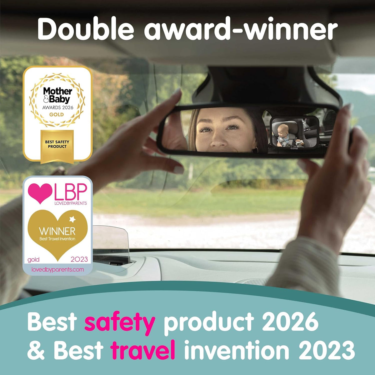 Rear-Facing Baby Car Mirror - Convex, Shatterproof, Shakeproof, 360° Rotation - photo 2