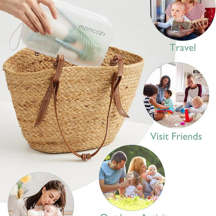 Momcozy Bottle Brush Kit with Push-Press Foam Design - Newborn Essentials Gift, Portable Cleaning Tool for Home & Travel, Baby Bottle Cleaner Brush for Breast Pumps & Nipples, Green