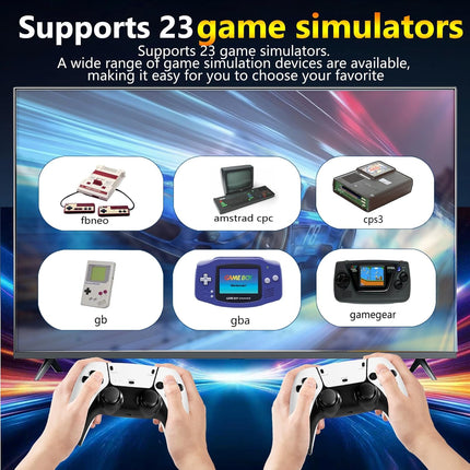 TEFELE 2026New Wireless Retro Game Console 23 Simulators and Over 40,000 Games Plug and Play 4K HD HDMI TV Game Stick 2.4G with Dual 2.4G Wireless Controllers(128G)