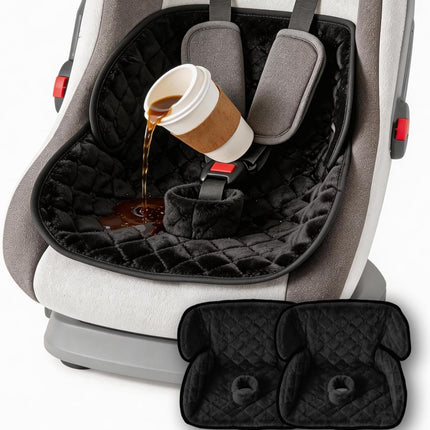 Wonderkin 2-Pack Potty Training Car Seat Protector, Waterproof Car Seat Liner, Non-Slip Leak-Proof Piddle Pads,Washable Cover Fits Car Seats Strollers Bouncers, Ages 6 Months to 4 Years (Black)