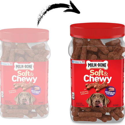 Milk-Bone Soft & Chewy Dog Treats, Beef & Filet Mignon Recipe, 25 Ounce