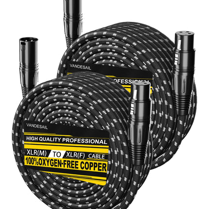 XLR Cables 25ft 2Pack, Durable Nylon Braided XLR Microphone Cable