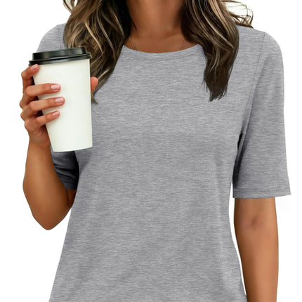 Womens Half Sleeve Tops Crewneck Shirts Basic Fit Work Tee