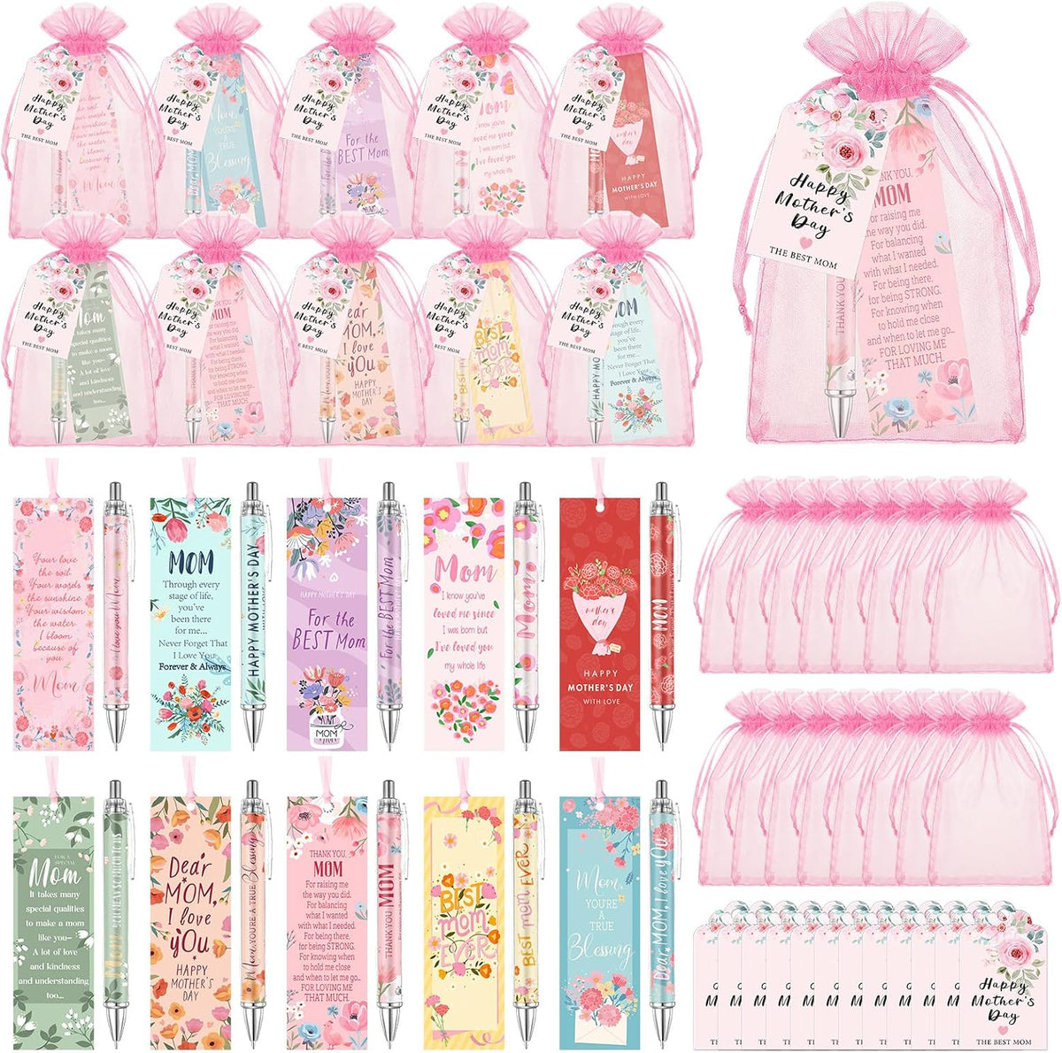 50 Sets Mother's Day Appreciation Gifts Set Mom Pen and Bookmark