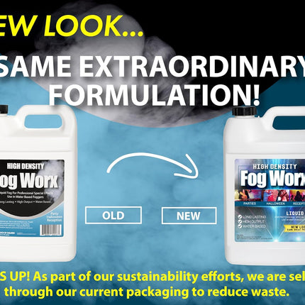 FogWorx Extreme High Density Fog Juice Gallon - Long Lasting, High Output, Odorless Water Based Fog Machine Fluid - for 400 Watt to 1500 Watt Machines