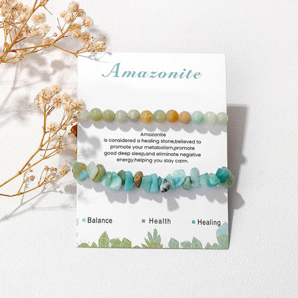 Healing Crystal Bracelets for Women 2 PCS 6mm Natural Stone Bracelet Stretch Crystal Beaded Bracelets Handmade Gemstone Bracelet Jewelry Gifts Christmas Gifts for Women Girls