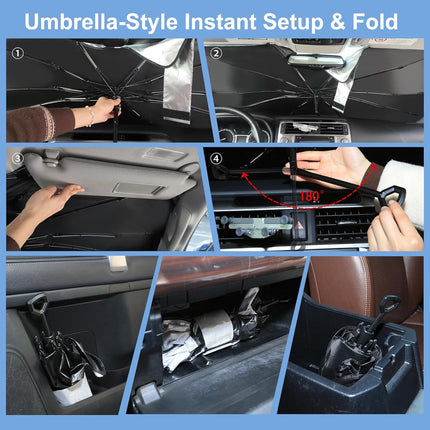 Windshield Sun Shade Umbrella Compatible with 2019-2024 2025 2026 Ford Ranger Accessories Custom Fit Sunshade Sun Visor Heat Protection Keep Car Interior Cool