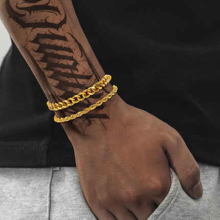 PEALICIOUS Bracelets for Men Jewelry as 2 PCS Silver/Gold Bracelet for Men Chain, 7-10In Stainless Steel Bracelets for Men Fathers Days Gifts for Boys Pulseras Para Hombres Mens Accessories