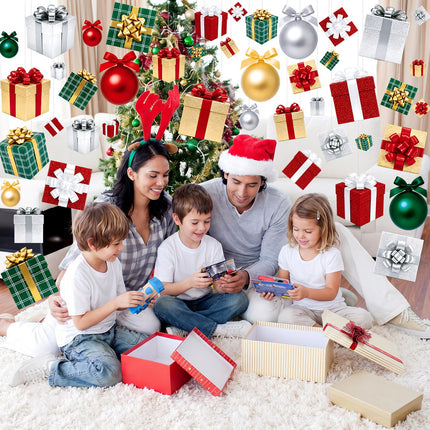 44 Pcs Christmas Hanging Ceiling Decorations Ball and Gift Box Cutout