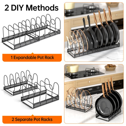 Expandable Pot Pan Lid Organizers inside Cabinet, 10 Divider-Black