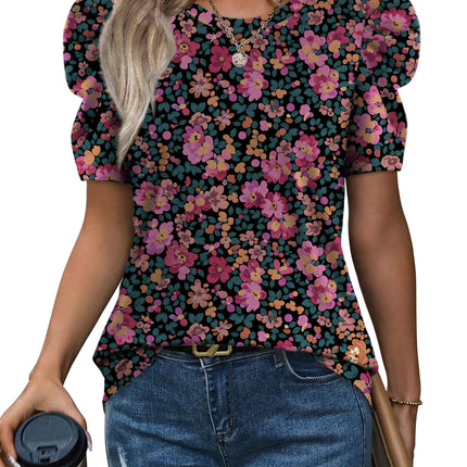Summer Tops for Women Puff Sleeve Crewneck T Shirts Casual Blouses Spring Outfits Fashion Clothes