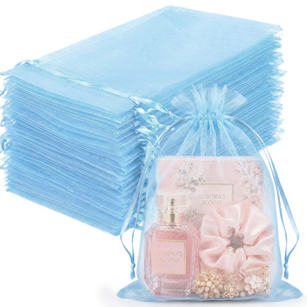 100Pcs White Organza Bags 3x4in,Small Mesh Drawstring Gift Bag