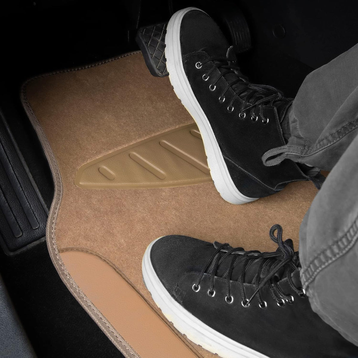 Beige Leather & Waterproof Car Carpet Floor Mats - photo 4