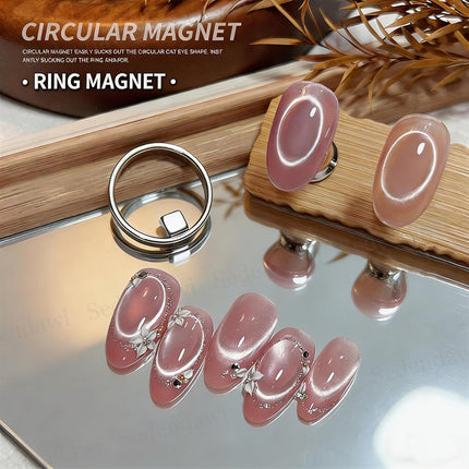2026 New Ring Shaped Cat Eye Magnets for Nails, 3-in-1 Hollow Circular Magnet Tool for French Heart Wide Beam Design, DIY Gel Art Manicure Kit (2 Pcs)