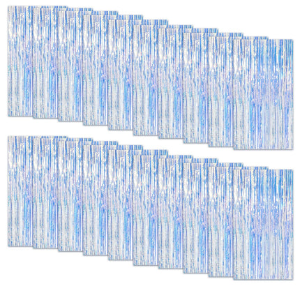 2 Pack Silver Foil Curtain Party Streamers Metallic Tinsel Foil Fringe Photo Booth Backdrop for Birthday Wedding Engagement Baby Shower Bachelorette Christmas Holiday Celebration Party Decorations