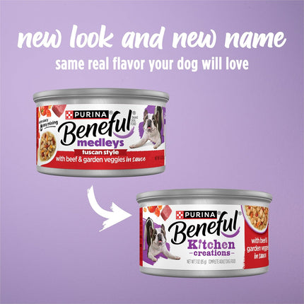 Purina Beneful Kitchen Creations With Beef and Garden Veggies in Sauce Wet Dog Food - (Pack of 12) 3 oz. Cans