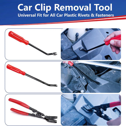7 Pcs Car Trim Removal Tool Kit with Non-Scratch Plastic Pry Tool and Fastener Clip Pliers, Car Trim Removal Tool, for Auto Interior Car Panel Detachment, Dashboard, Door Clips & Upholstery