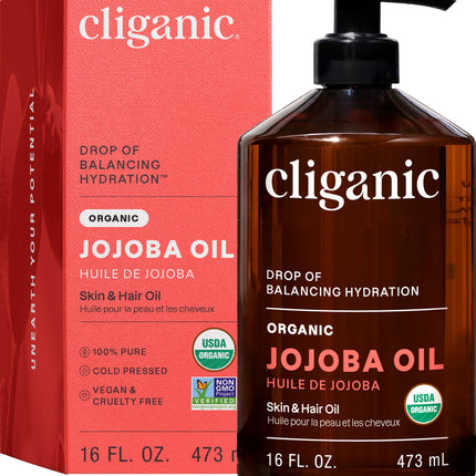 Aceite de jojoba orgánico, 100% puro prensado en frío para rostro y cabello, 4oz
