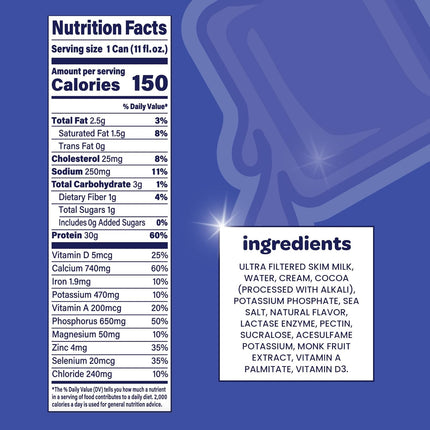 Nurri - 30g Protein Ultra Filtered Milk Shake – Chocolate - Lactose Free, Low Sugar, 150 Calories, 10 Vitamins and Minerals - 11 fl oz, 10 Cans