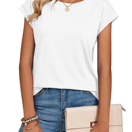 Womens Tops Summer Casual Cap Sleeve Tshirts Shirts Business Blouses