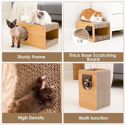 Cardboard Cat Scratcher House, 17-Inch Cat Scratch pad, Brown