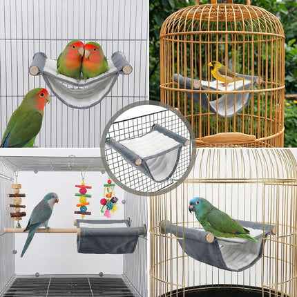Bremorou Bird Hammock for Cage Winter Warm Parakeet Bed Double Layer Bird Nest Parrot Bed for Cage Snuggle Hut Hamster Small Pets