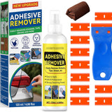 Adhesive Remover Spray 4.06oz, Sticker Remover with Plastic Scraper & 10 Blades, for Tape, Labels, Silicone, Gum & Wax Residue, Safe on Glass, Metal, Plastic, Wood and Hard Surfaces