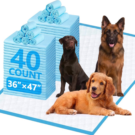 XXXXL Puppy Pee Pads for Dogs 36"x47" 40 Count, Extra Large Dog Pee Pads, Leak-Proof & Super Absorbent Dog Pee Pads, Thicken Disposable Potty Pads Puppy Training Pads for Cats Rabbits
