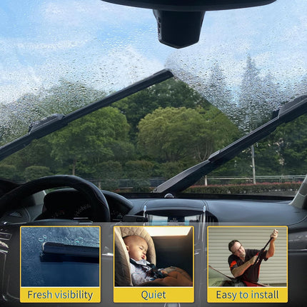 13''+13'' Front Windshield Wiper Blades Compatible with 1997-2006 Jeep Wrangler OEM QUALITY Premium All-Season Automotive Replacement Wipers (Pack of 2)