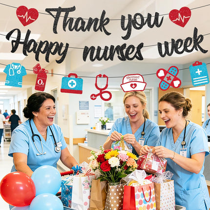 Pre-strung Nurses Week Decorations 2026 Thank You Happy Nurses Week Banner Certified Nursing Home week Decorations Supplies