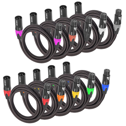 XLR Cables Braided for Microphone 6 Feet 6 Packs